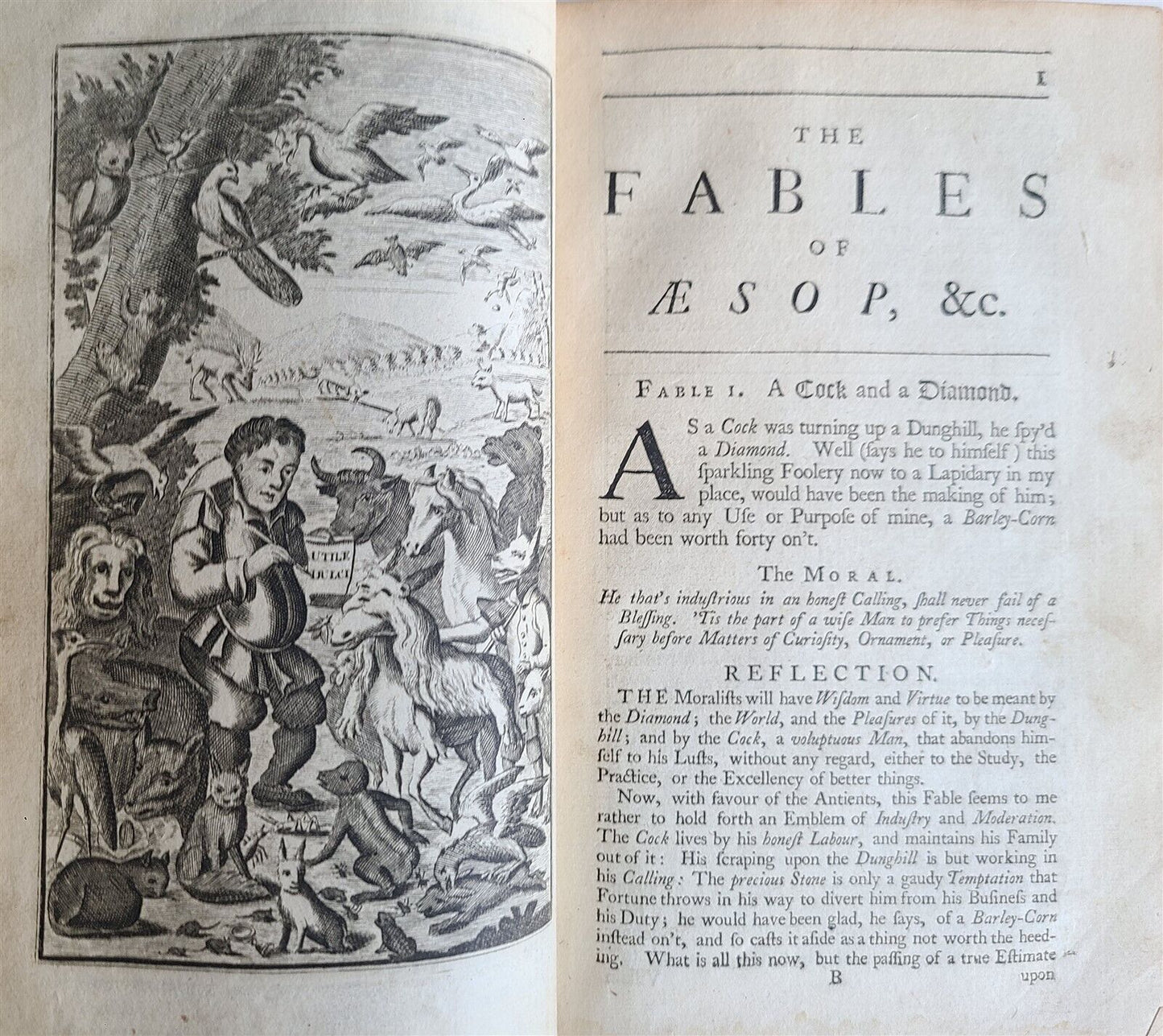 1738 AESOP FABLES by Sir Roger L'Estrange antique in ENGLISH