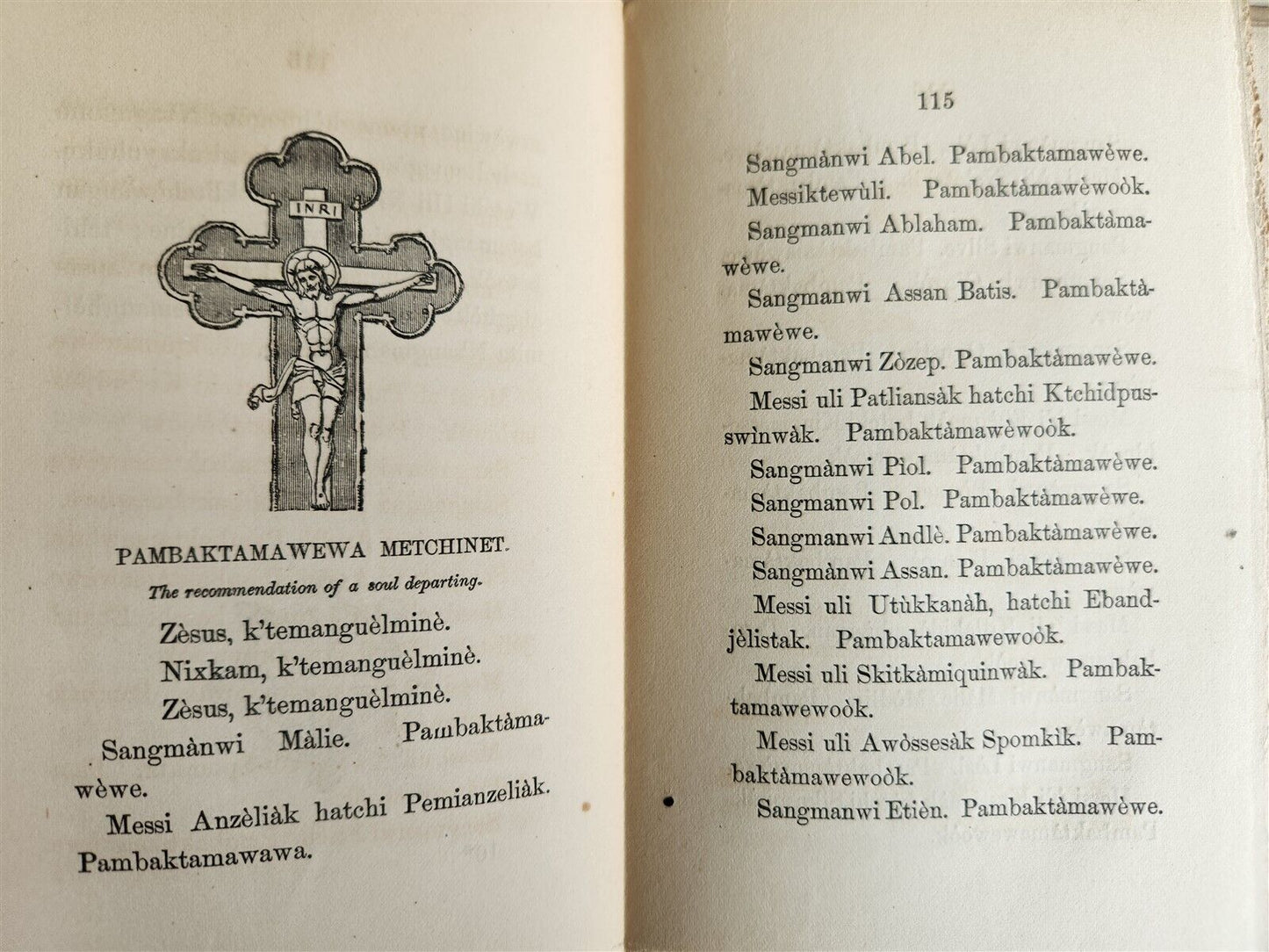 1858 INDIAN GOOD BOOK ABNAKI LANGUAGE antique AMERICANA rare