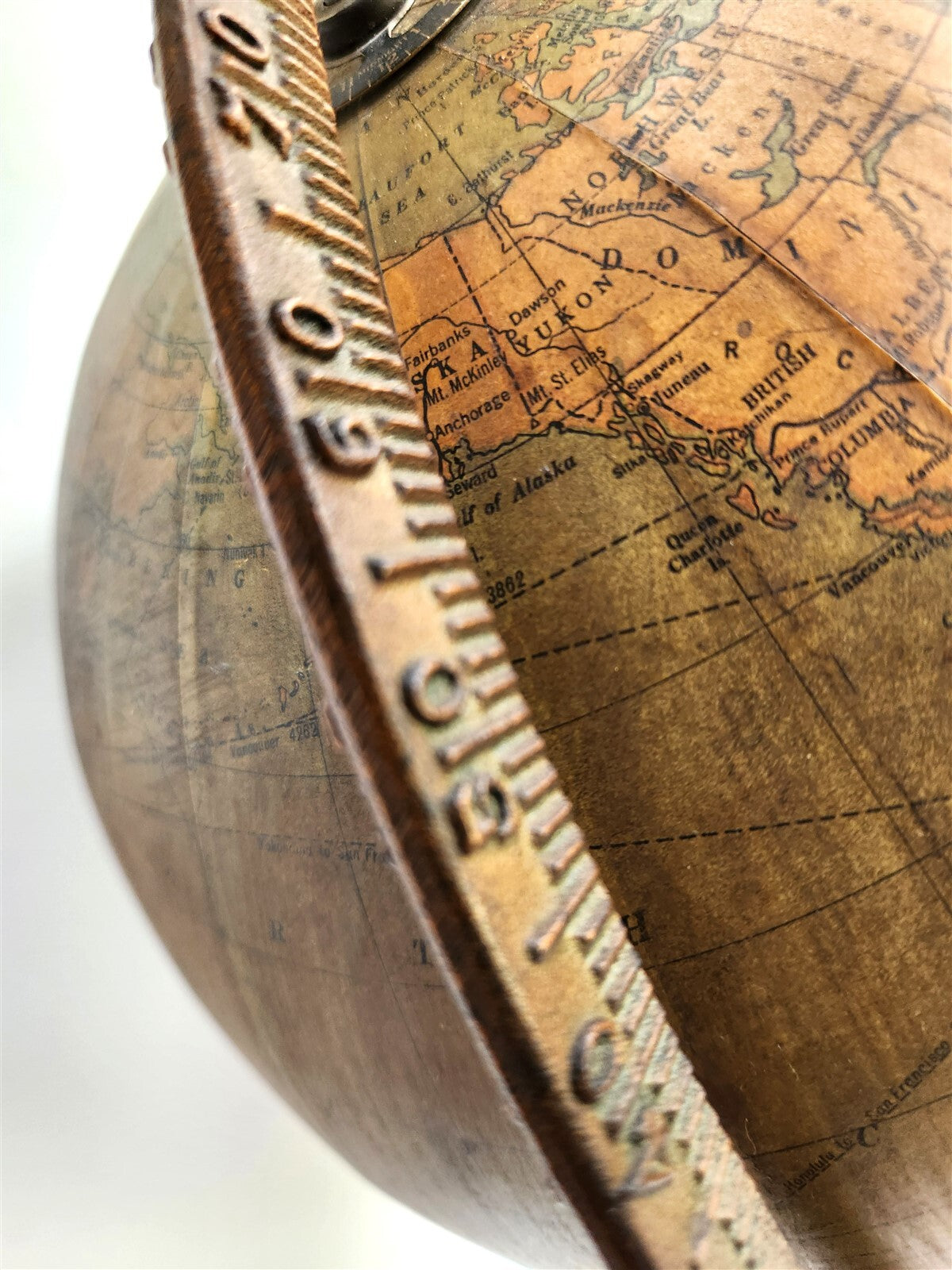 1930s TERRESTRIAL GLOBE by C.S. Hammond New York antique 12 inches diameter