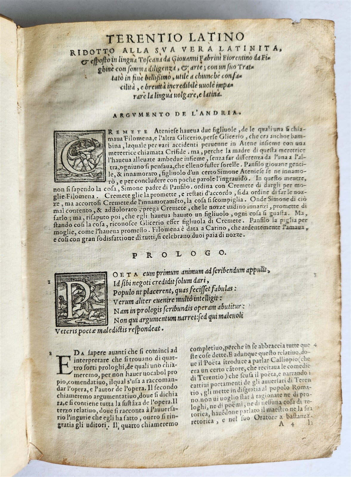 1558 TERENCE in ITALIAN antique 16th CENTURY vellum