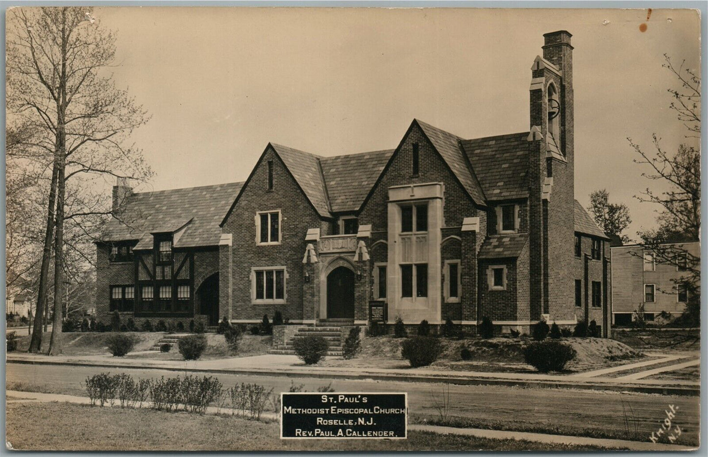 ROSELLE NJ ST.PAUL'S METHODIST EPISCOPAL CHURCH VINTAGE REAL PHOTO POSTCARD RPPC