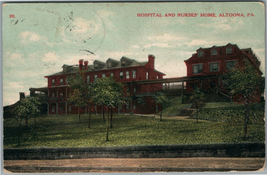 ALTOONA PA HOSPITAL AND NURSES' HOME ANTIQUE POSTCARD
