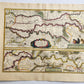 1640 MAP of RHINE RIVER REGION NETHERLANDS by WILLEM BLAEU antique AUTHENTIC