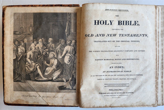 1820s BIBLE in ENGLISH antique AMERICANA Philadelphia ILLUSTRATED