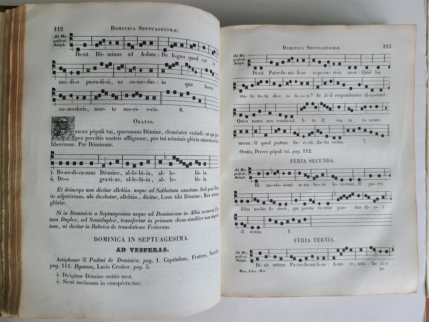 1842 MANUALE CHORI seu VESPERALE ROMANUM antique FOLIO