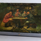 RUSSIAN 19th century antique LACQUER BOX LUKUTIN MANUFACTURE large TAVERN SCENE