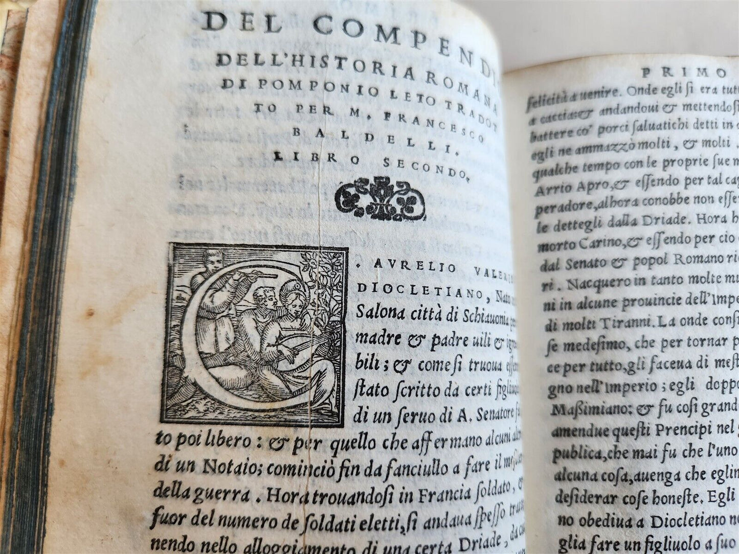 1549 COMPENDIO DEL'HISTORIA ROMANA di POMPONIO LETO antique VELLUM ROMAN HISTORY