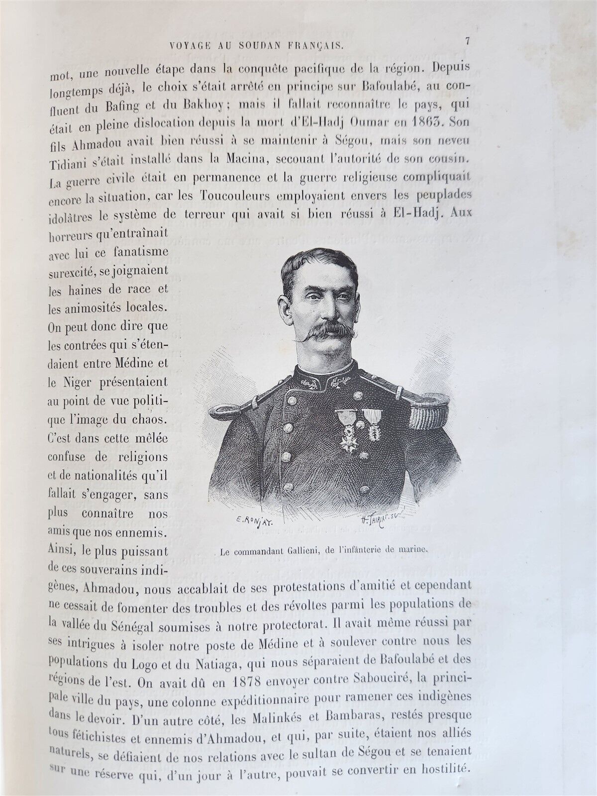 1885 AFRICA EXPLORATION VOYAGE SOUDAN FRANCAIS Haut-Niger antique ILLUSTRATED