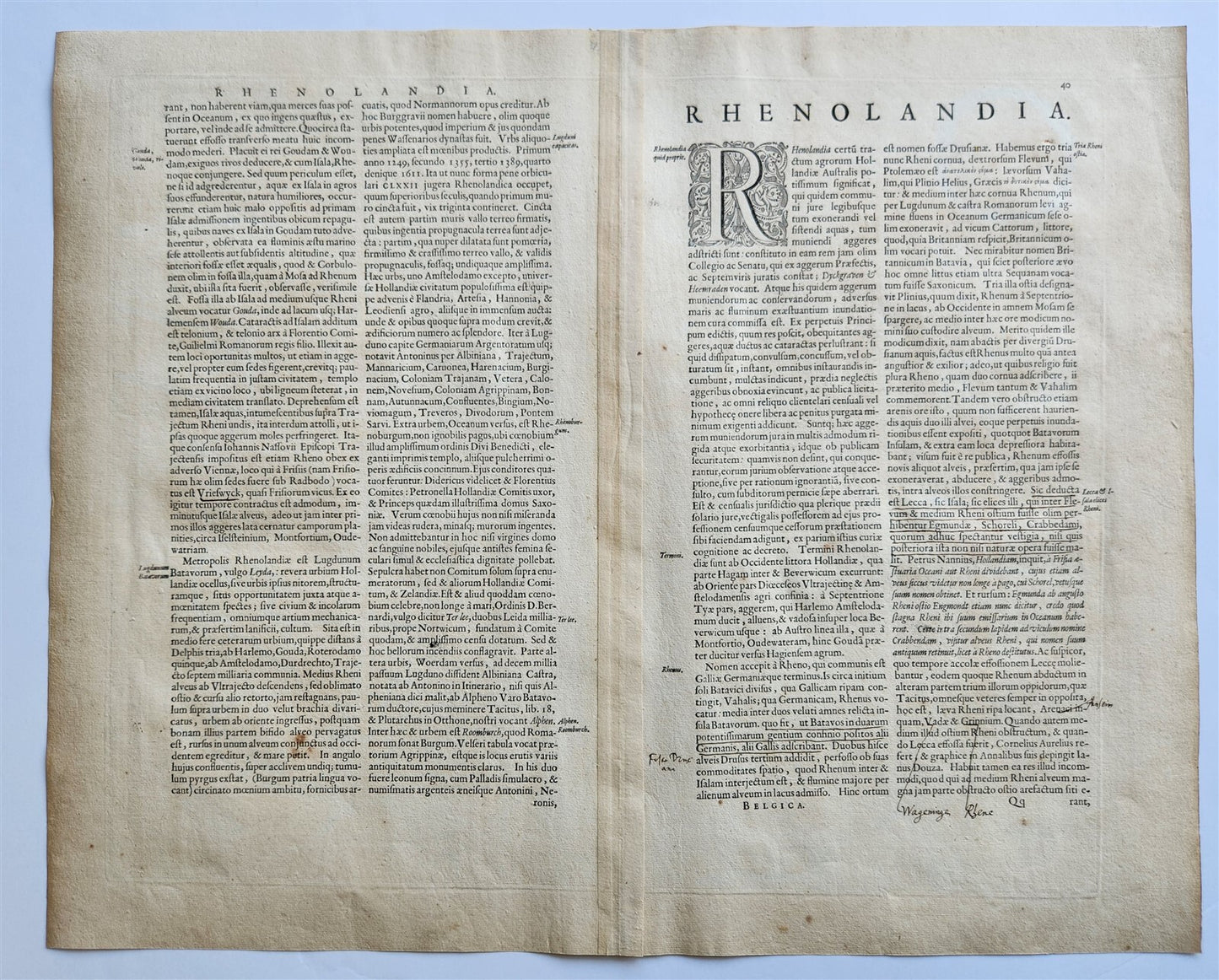 1640 Rhineland & Amstelland NETHERLANDS MAP by WILLEM BLAEU antique AUTHENTIC