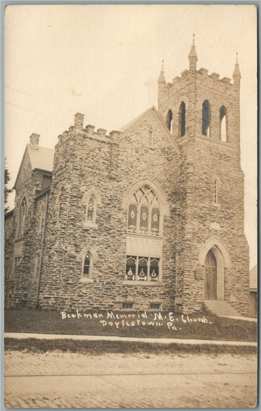 DOYLESTOWN PA M.E. CHURCH ANTIQUE REAL PHOTO POSTCARD RPPC