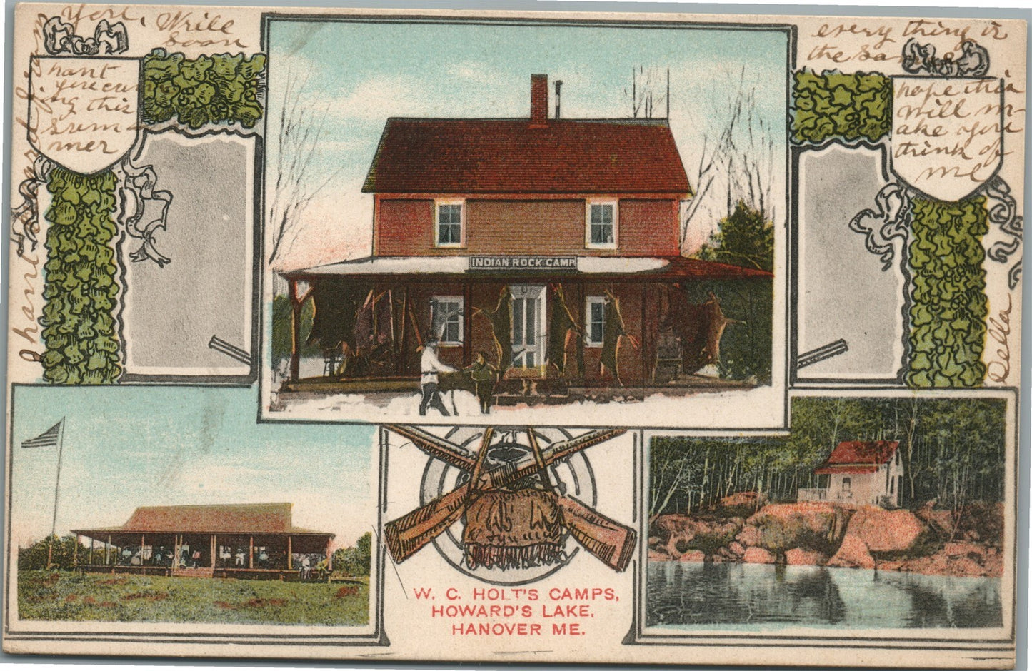 HANOVER ME W.C.HOLT'S CAMPS ANTIQUE POSTCARD