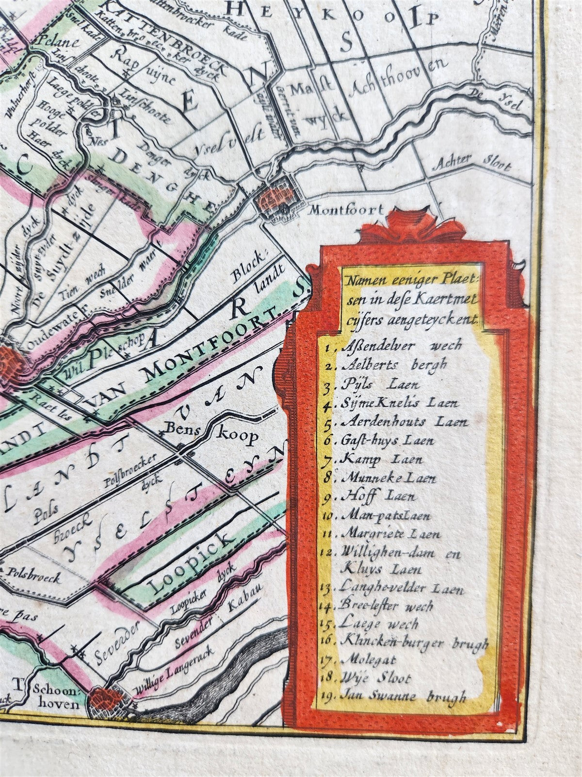 1640 Rhineland & Amstelland NETHERLANDS MAP by WILLEM BLAEU antique AUTHENTIC