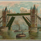 TOWER BRIDGE LONDON ANTIQUE POSTCARD w/ STAMP