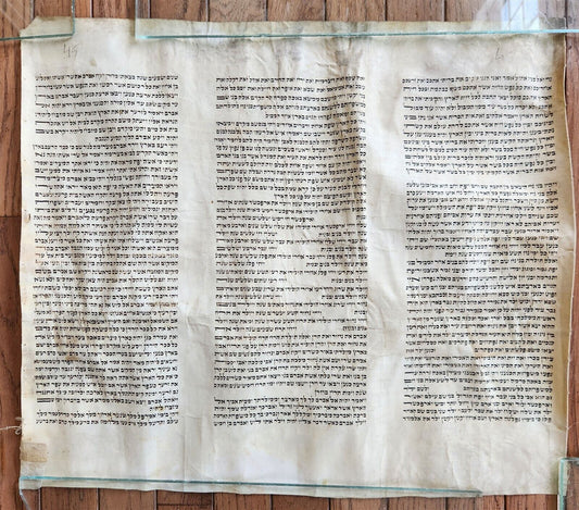 TORAH SCROLL FRAGMENT MANUSCRIPT on VELLUM antique BIBLE GENESIS 12:5 - 14:2