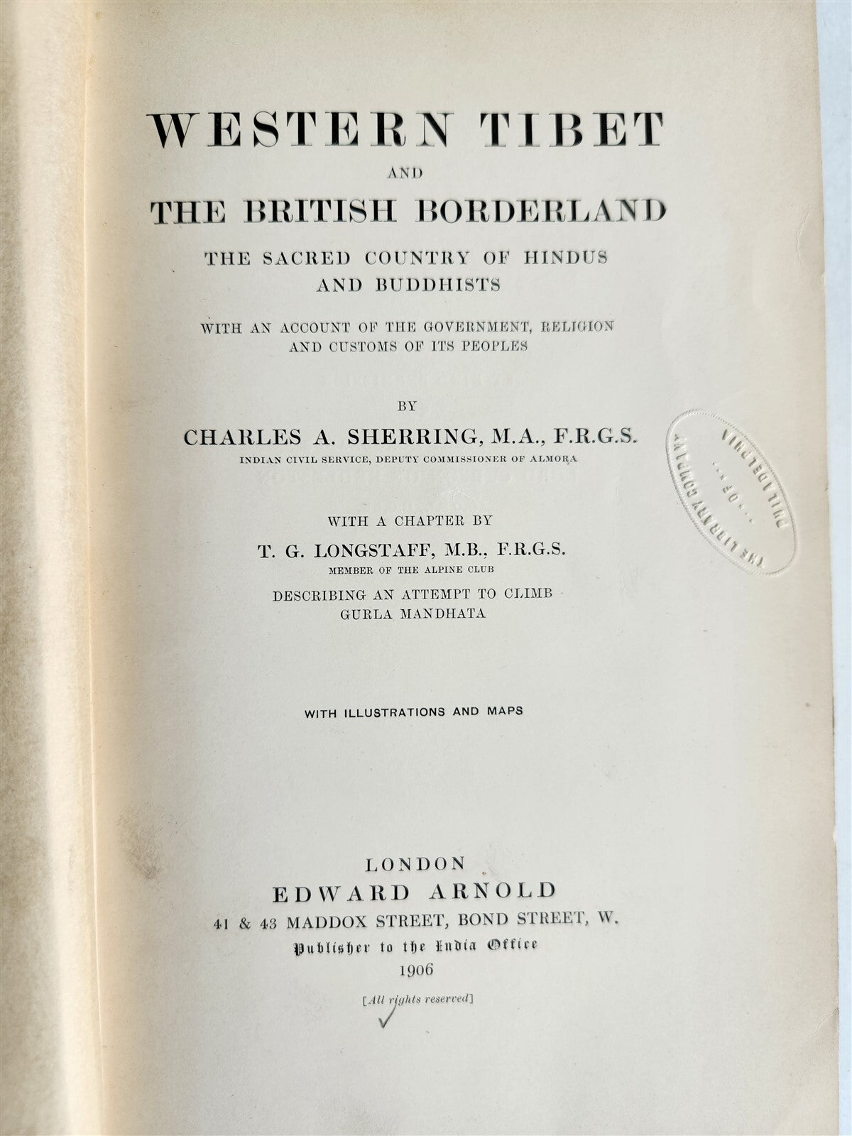 1906 WESTERN TIBET AND BRITISH BORDERLAND antique ILLUSTRATED