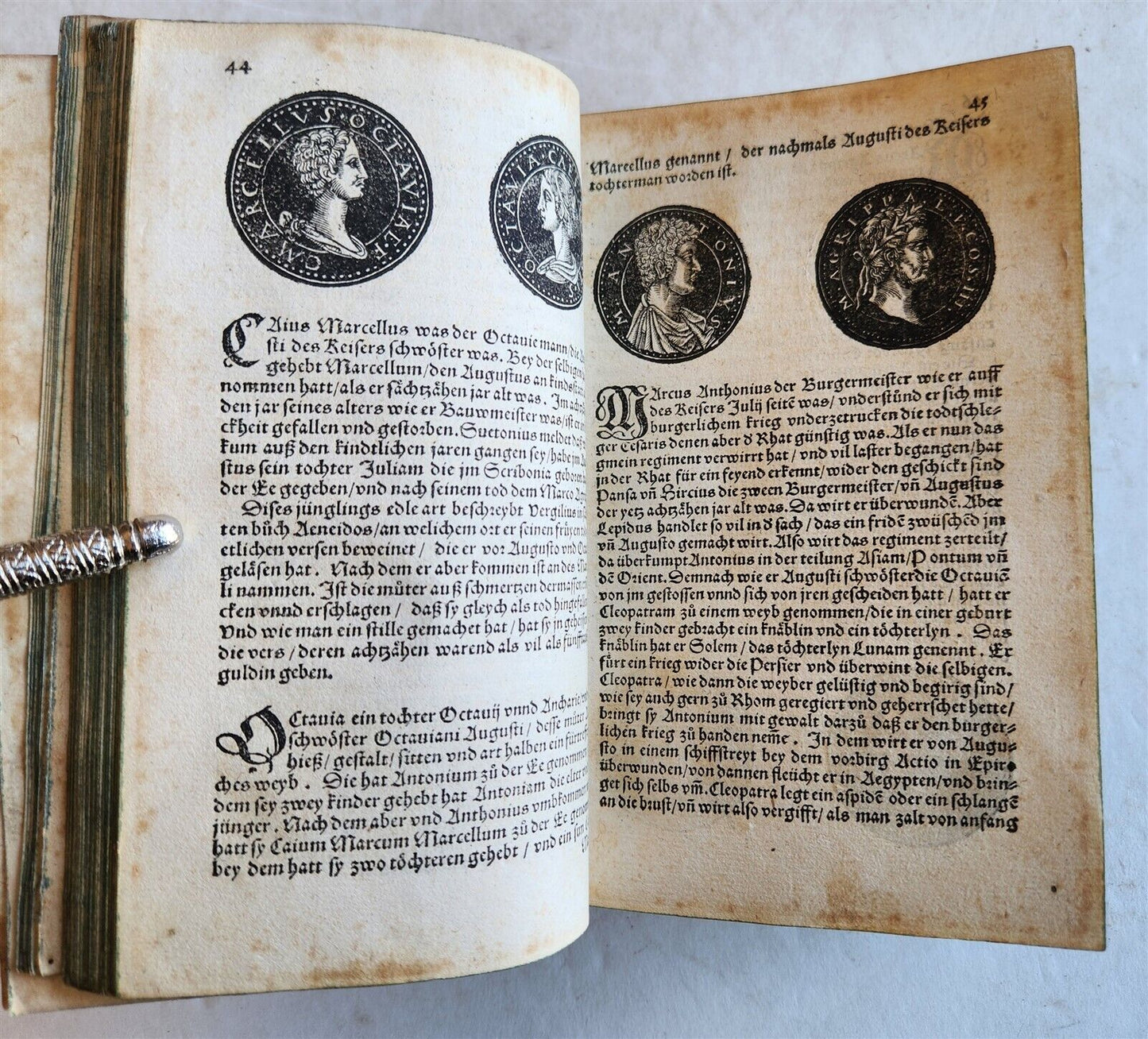 1558 NUMISMATICS antique ILLUSTRATED w/ 722 WOODCUTS Roman & German coins