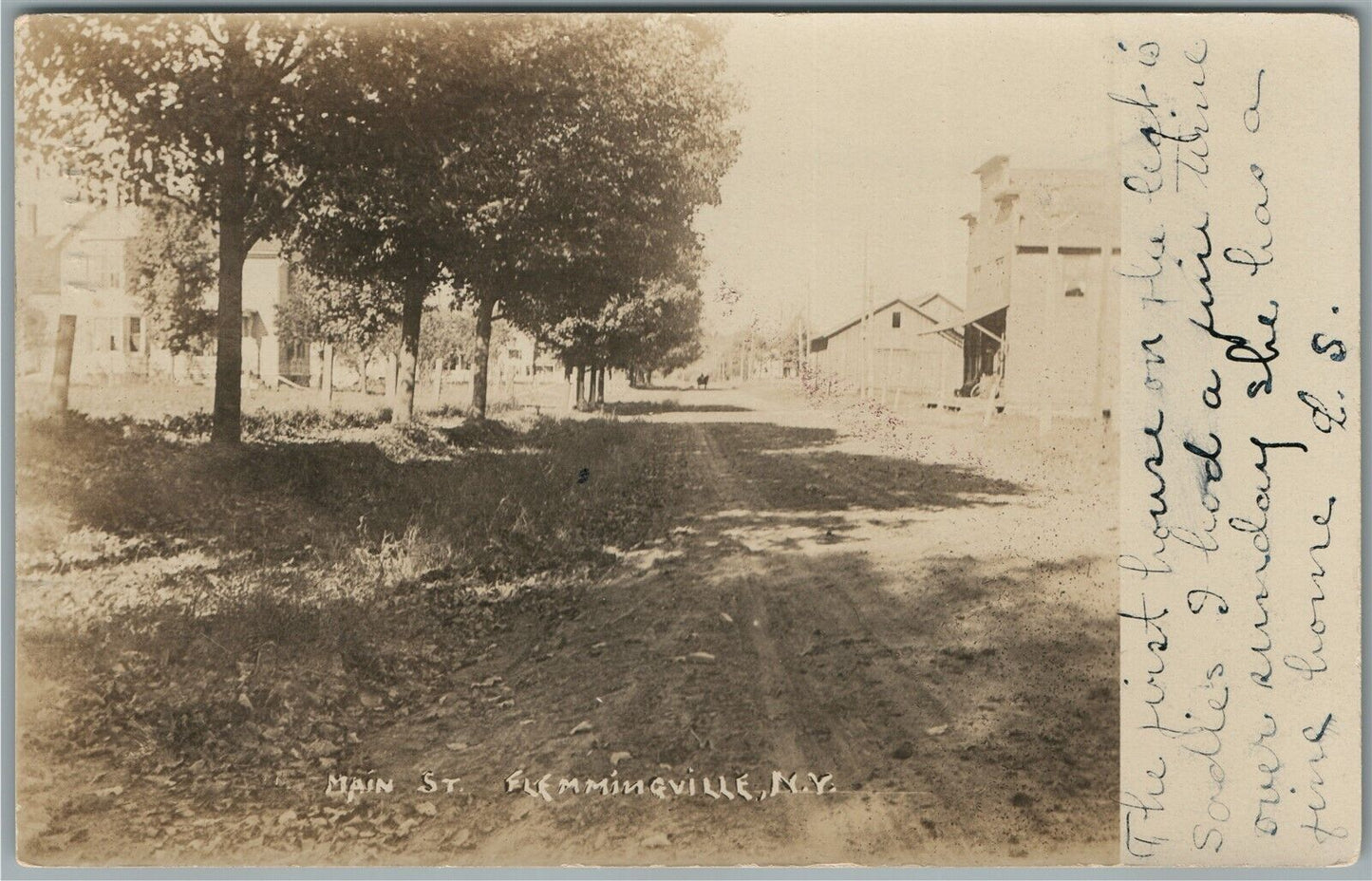 FLEMMINGVILLE NY MAIN STREET ANTIQUE REAL PHOTO POSTCARD RPPC