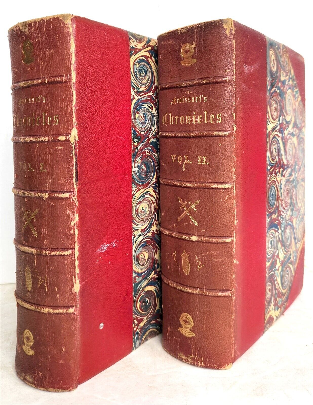 1868 FROISSART CHRONICLES of ENGLAND FRANCE SPAIN 2 VOLUMES antique ILLUSTRATED