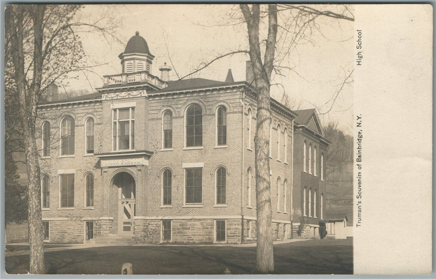 BAINBRIDGE NY HIGH SCHOOL ANTIQUE REAL PHOTO POSTCARD RPPC