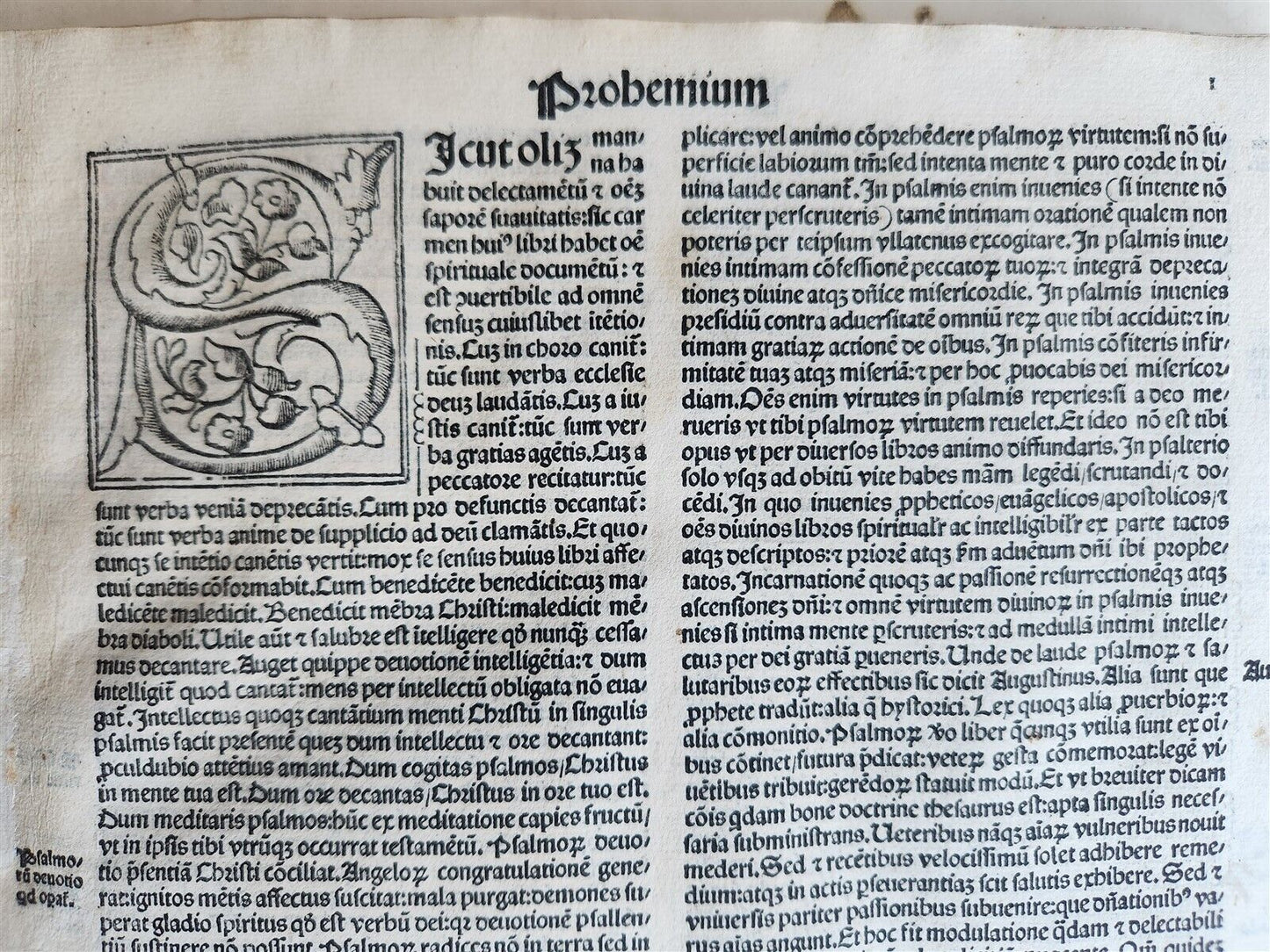 1521 POST-INCUNABULA COMMENTARY of PSALMS by Ludolph of Saxony antique VELLUM