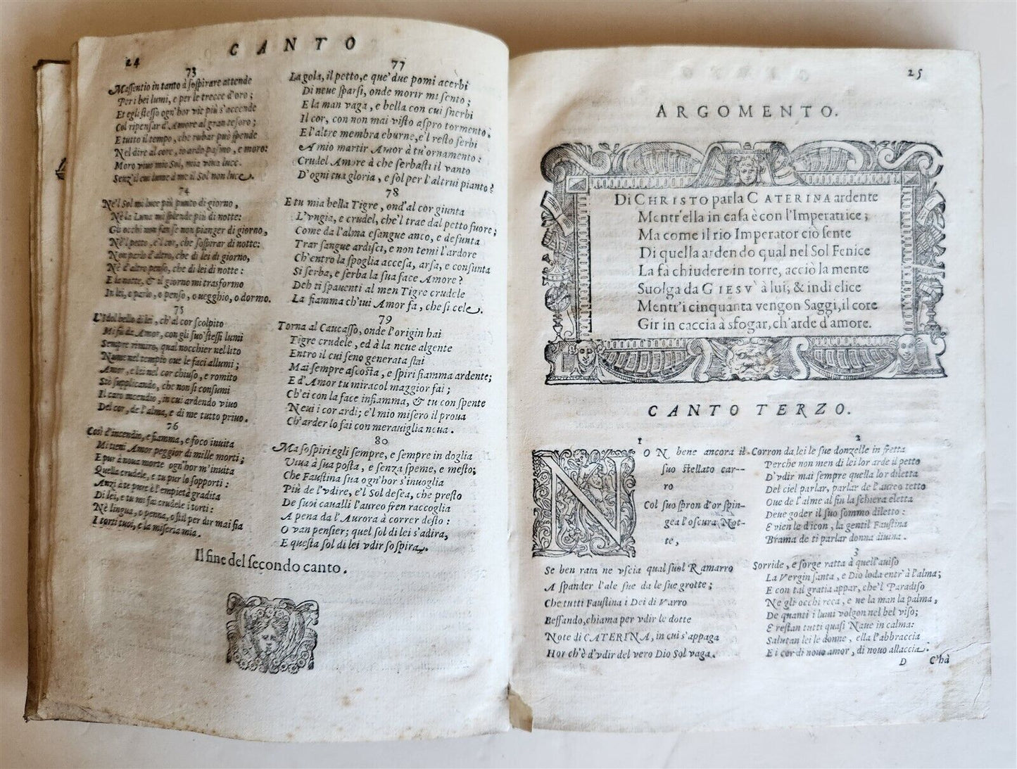 1595 CATERINA (of SPAIN) MARTIRIZATA POEMA SACRO antique VELLUM POETRY 16th CENT