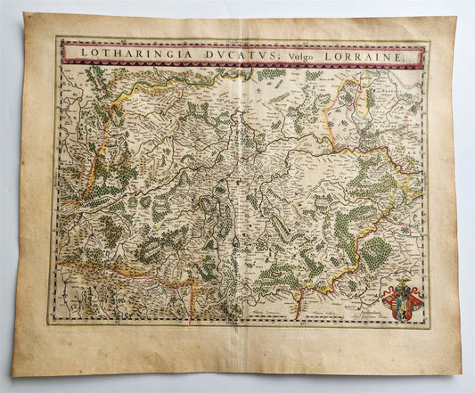 1640 MAP LOTHARINGIA LORRAINE FRANCE WILLEM BLAEU antique AUTHENTIC hand colored