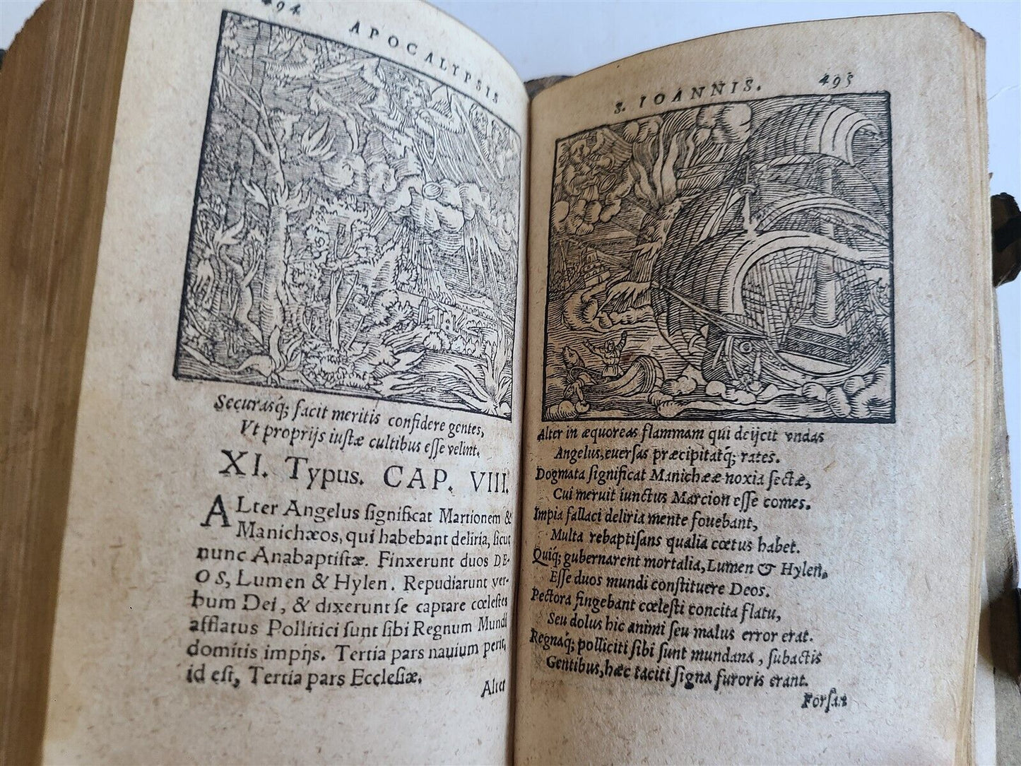 1575 APOCALYPSE COMMENTARY by D. Chytraeus ILLUSTRATED antique pigskin BINDING