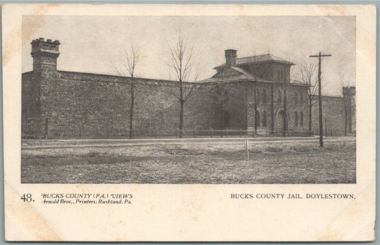 DOYLESTOWN PA JAIL BUCKS CO. VIEWS ARNOLD BROTHERS ANTIQUE POSTCARD #48