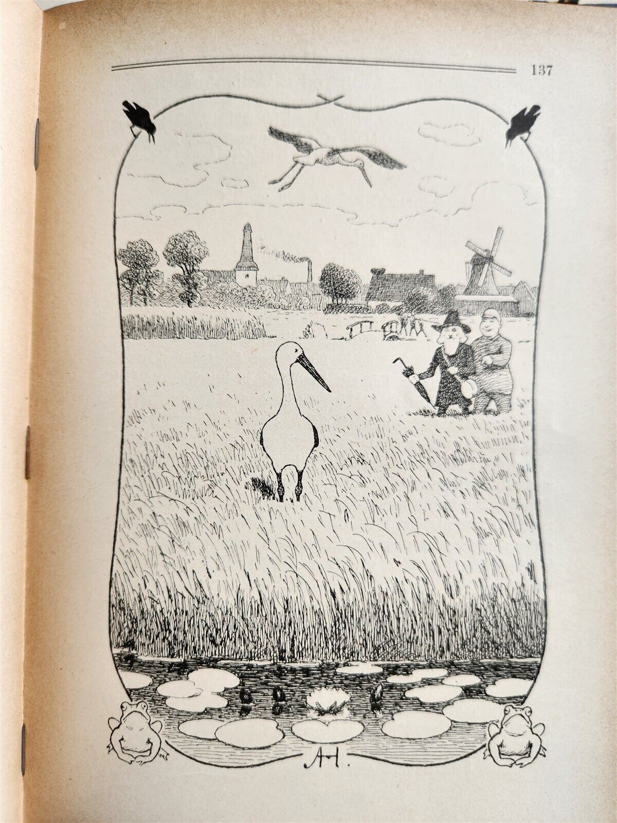 1900s ILLUSTRATED GERMAN CHILDREN BOOK antique FAIRYTALE LAND OF ANIMALS