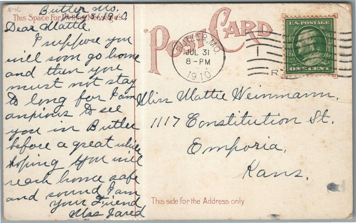 MILFORD CT MERWIN AVENUE ANTIQUE POSTCARD