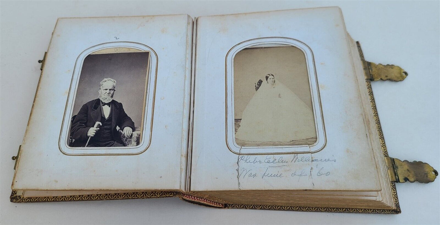 19th century AMERICAN PHOTO ALBUM w/ WASHINGTON PORTRAIT CLASPS antique RARE