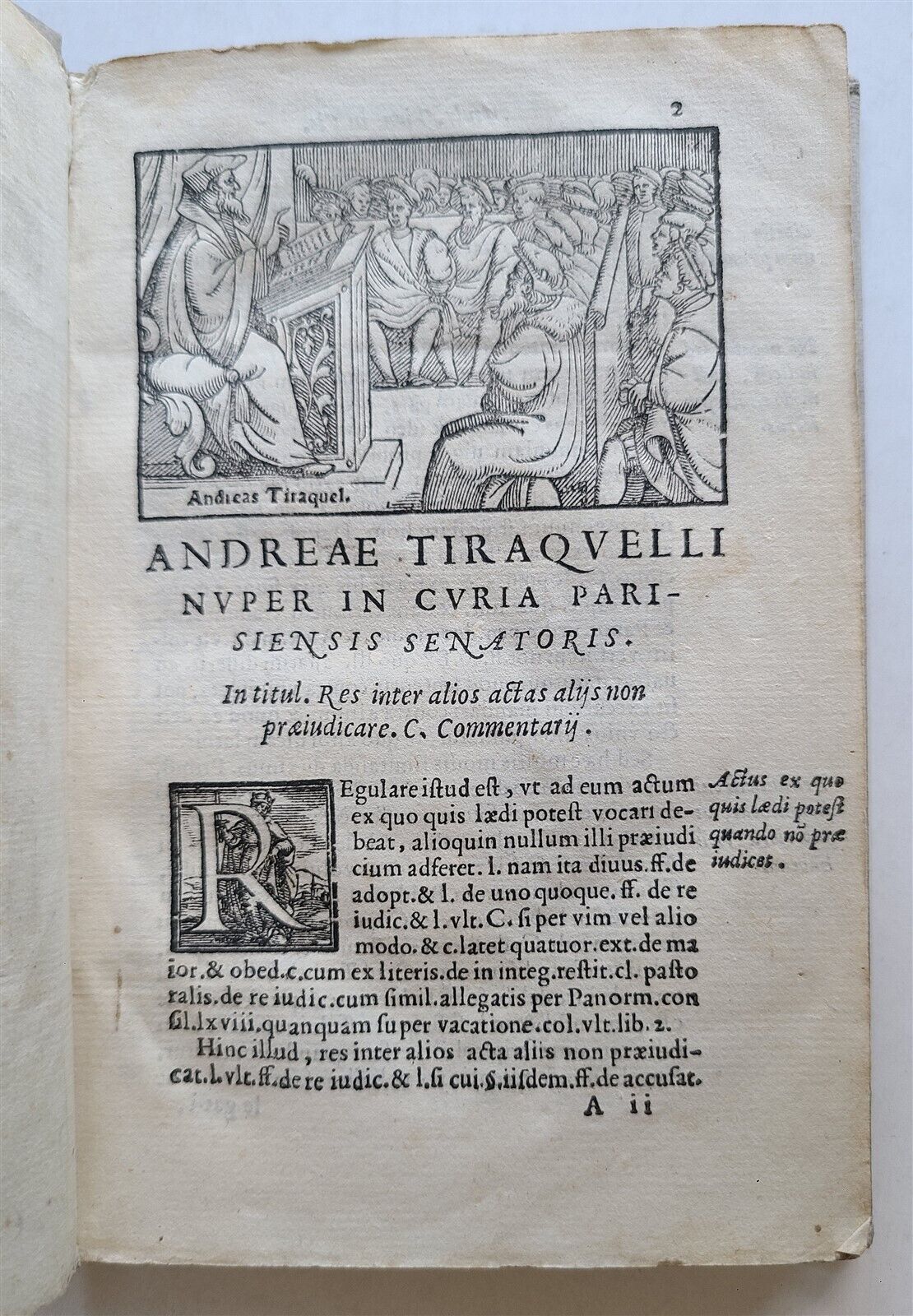 1563 LAW BOOK ANDREAE TIRAQUELLI ROYAL in COURT REGII IN CURIA antique 16th CENT