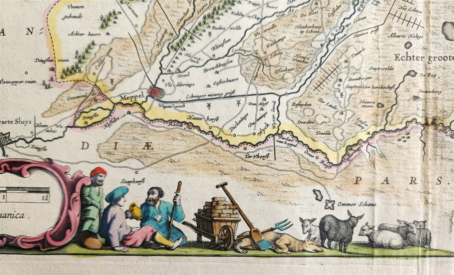 1640 Overijssel NETHERLANDS MAP by WILLEM BLAEU antique AUTHENTIC handcolored