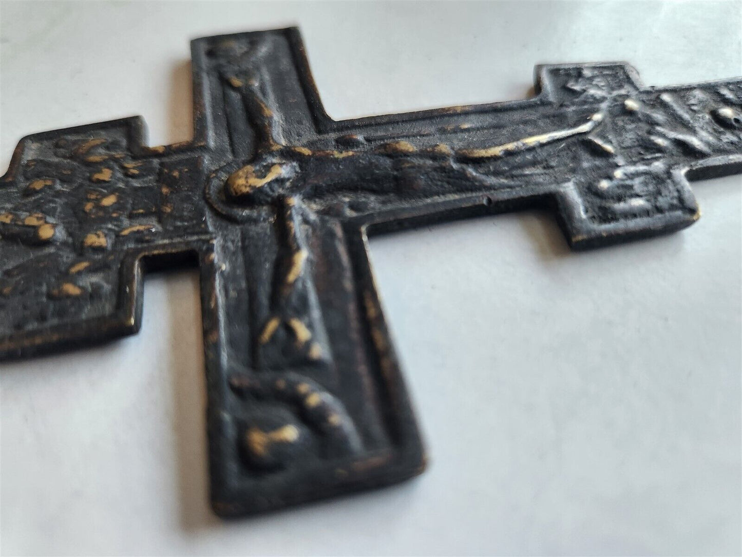 RUSSIAN BRONZE CRUSIFIX ICON 18th CENTURY antique CROSS