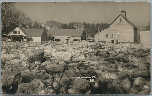 SHARON VT DEERING HARVESTING MACHINERY ICE JAM ANTIQUE REAL PHOTO POSTCARD RPPC