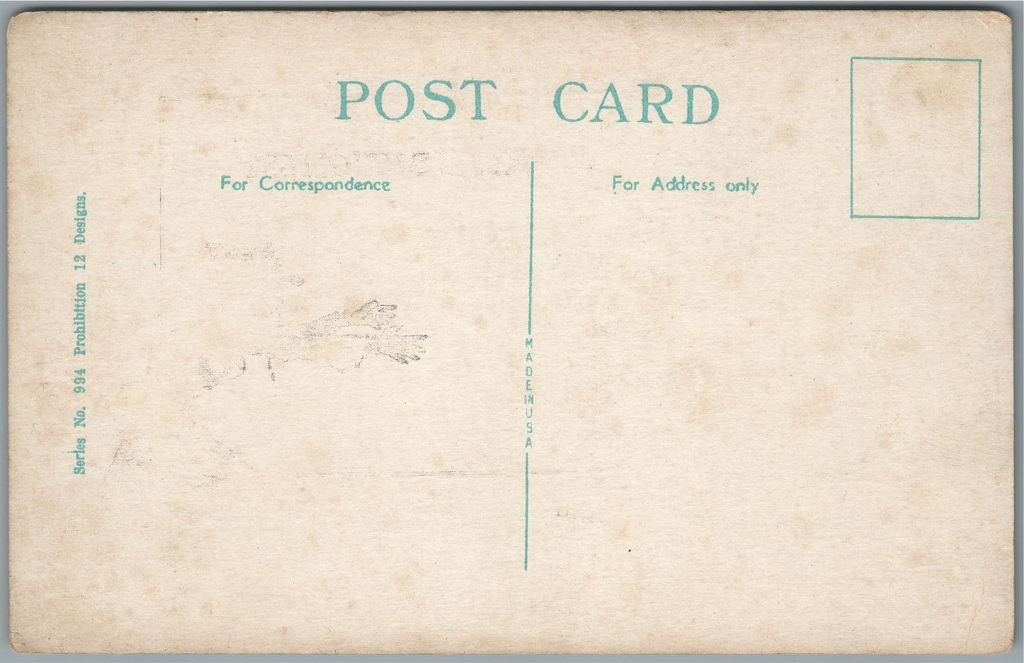 ALCOHOL PROHIBITION ANTIQUE SATIRICAL POSTCARD - A PROHOBITIONIST