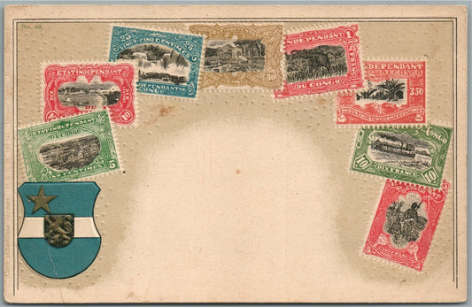 CONGO PHILATELIC STAMPS ANTIQUE POSTCARD