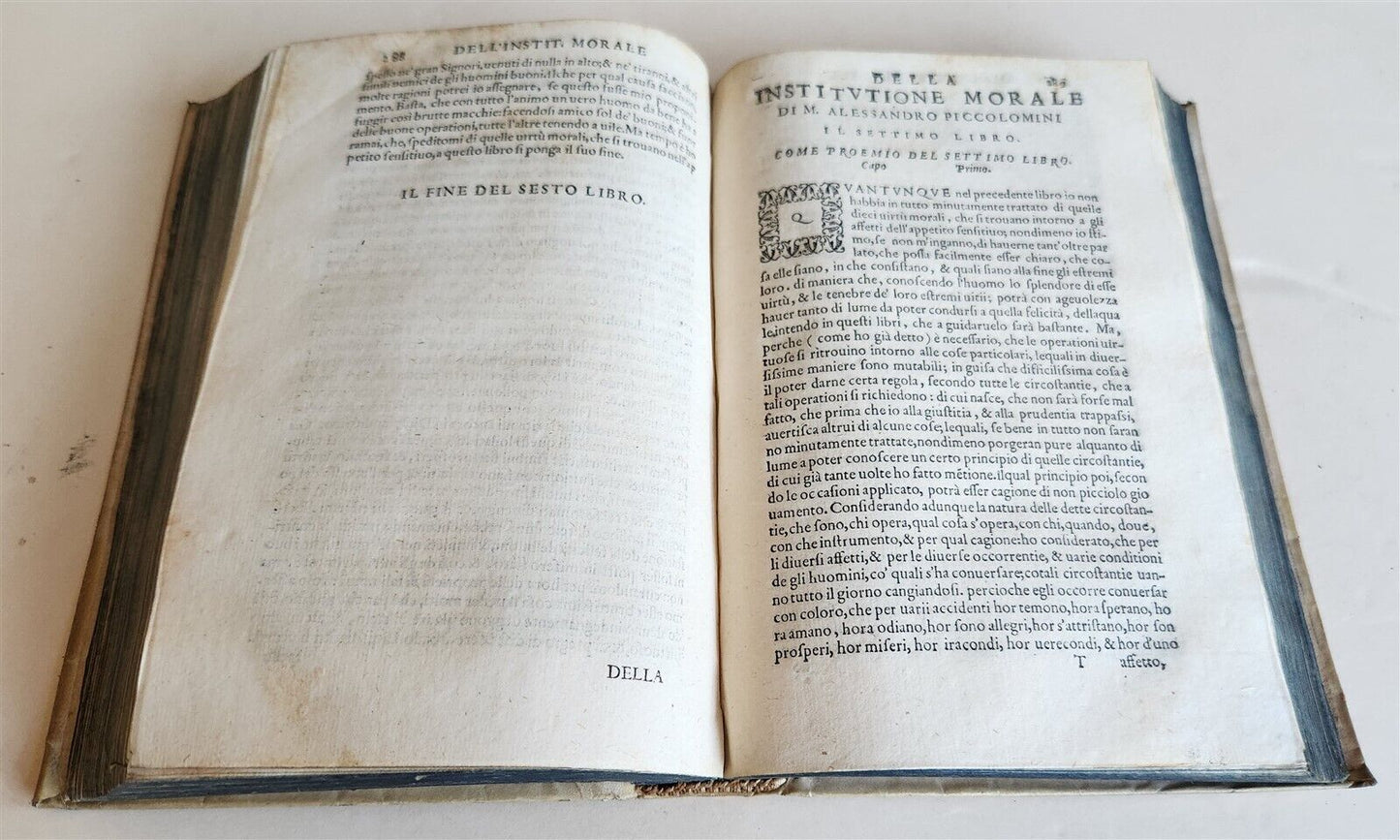 1583 DELLA INSTITUTION MORALE di M.ALESSANDRO PICCOLOMINI antique VELLUM BINDING