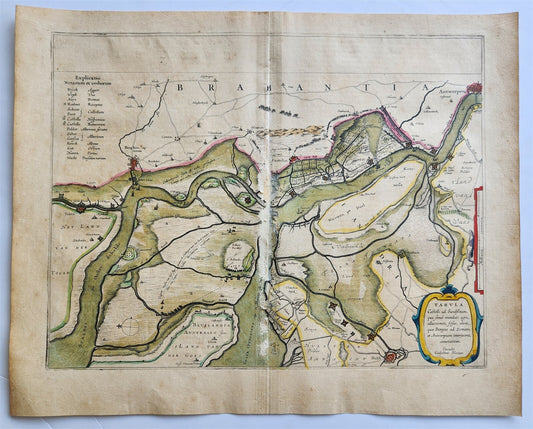1640 Brabant Leuven BELGIUM MAP by WILLEM BLAEU antique AUTHENTIC hand colored