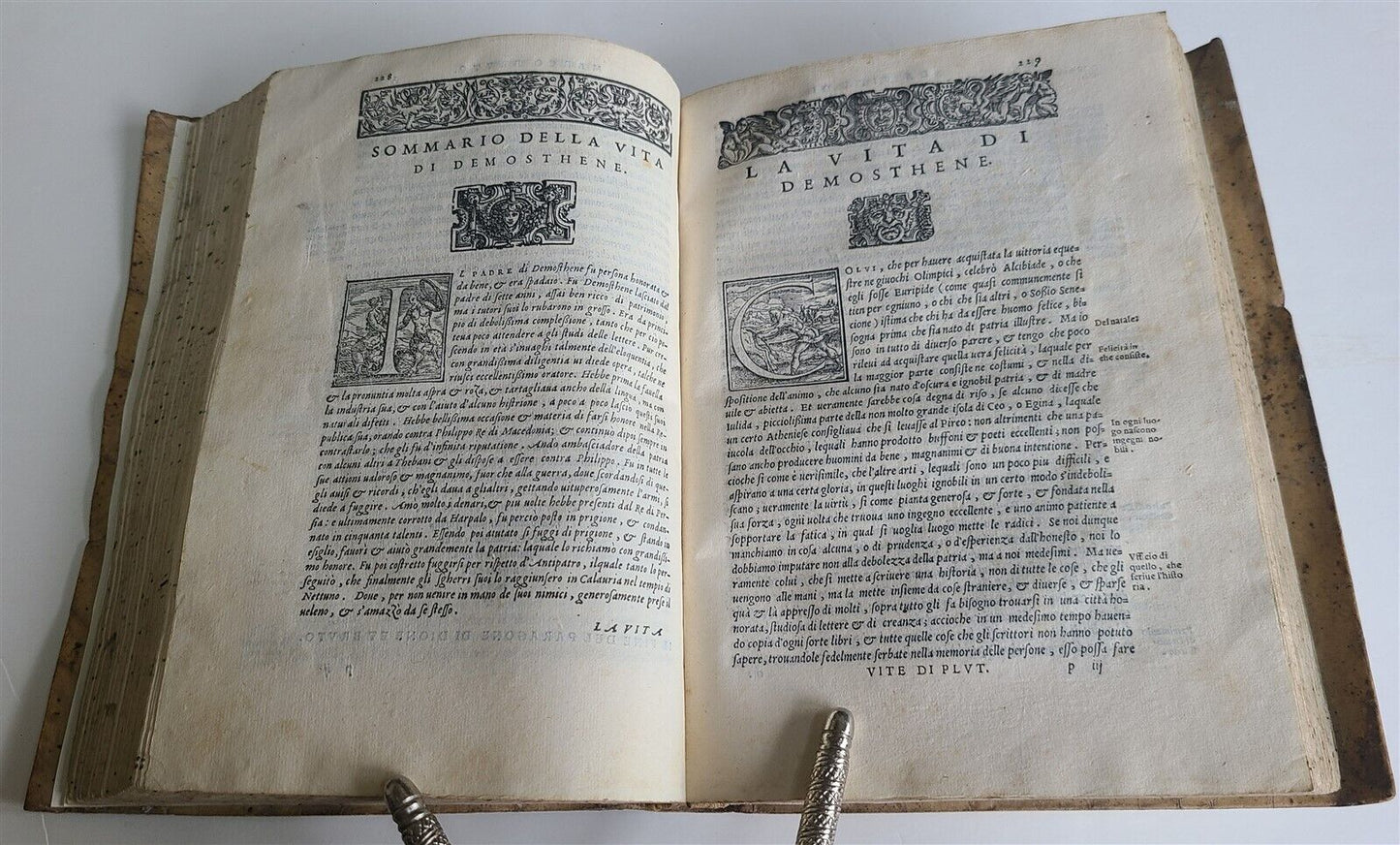 1560 PLUTARCH transl. by Lodovico Domenichi antique VELLUM BINDING 16th CENTURY