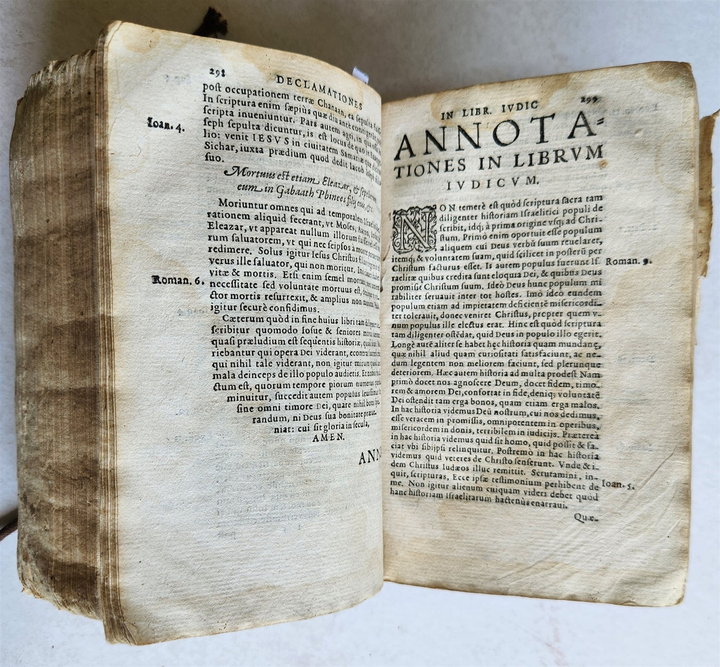 1571 BIBLE OLD TESTAMENT COMMENTARIES ANTIQUE 16th CENTURY vellum binding