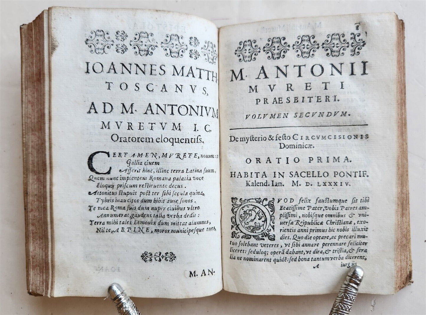 1618 SPEECHES LETTERS & POEMS by Marc-Antoine Muret antique VELLUM BINDING