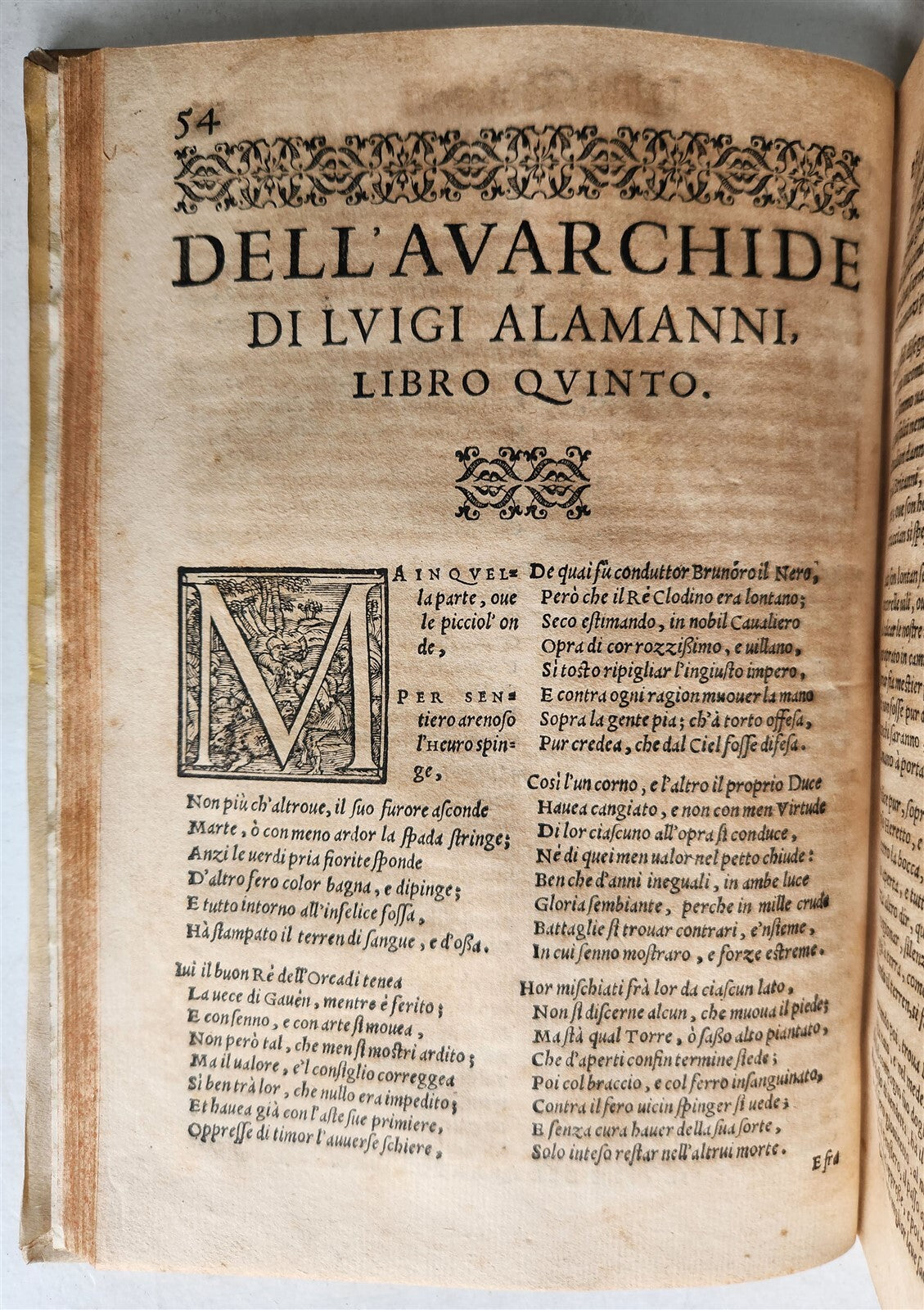 1570 La Avarchide del s. Luigi Alamanni POETRY antique VELLUM BOUND 16th CENTURY