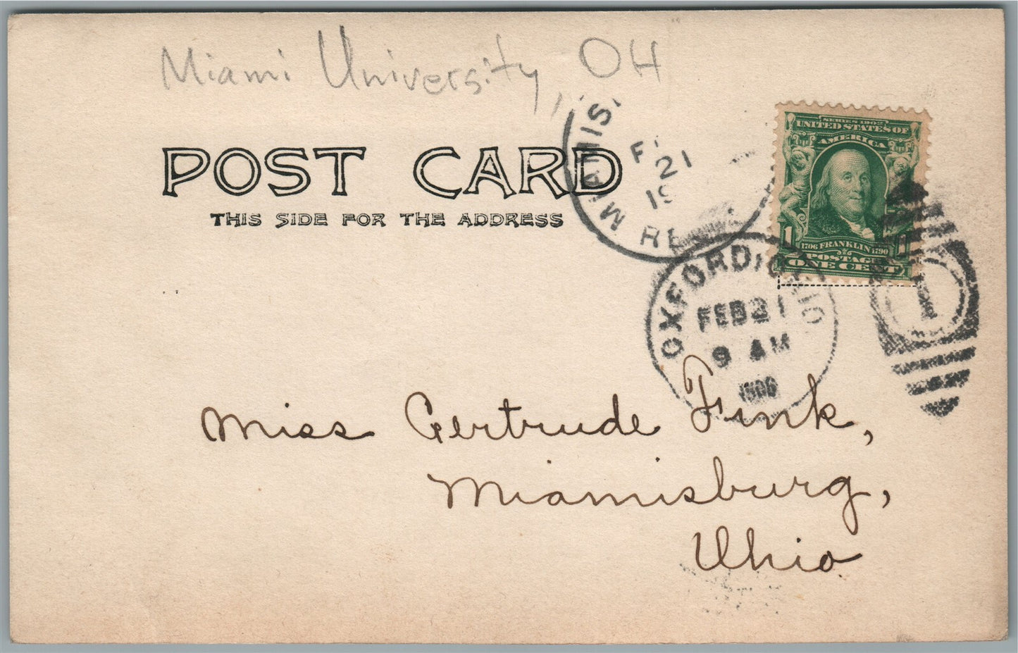 MIAMI UNIVERSITY OH ANTIQUE REAL PHOTO POSTCARD RPPC