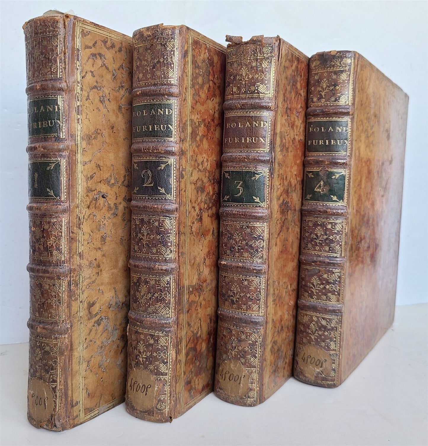 1775-83 ORLANDO FURIOSO by LODOVICO ARIOSTO 4 VOLUMES antique ILLUSTRATED POETRY