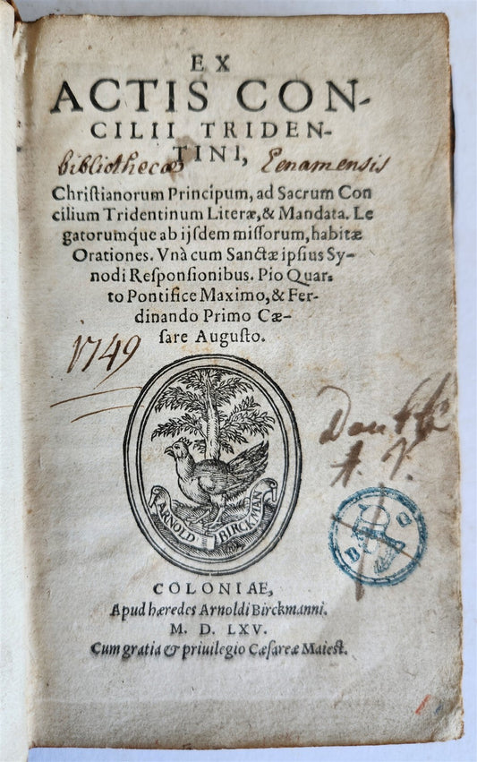 1565 Ex actis concilii Tridentini by Gerwin CALENIUS antique COUNCIL of TRENT