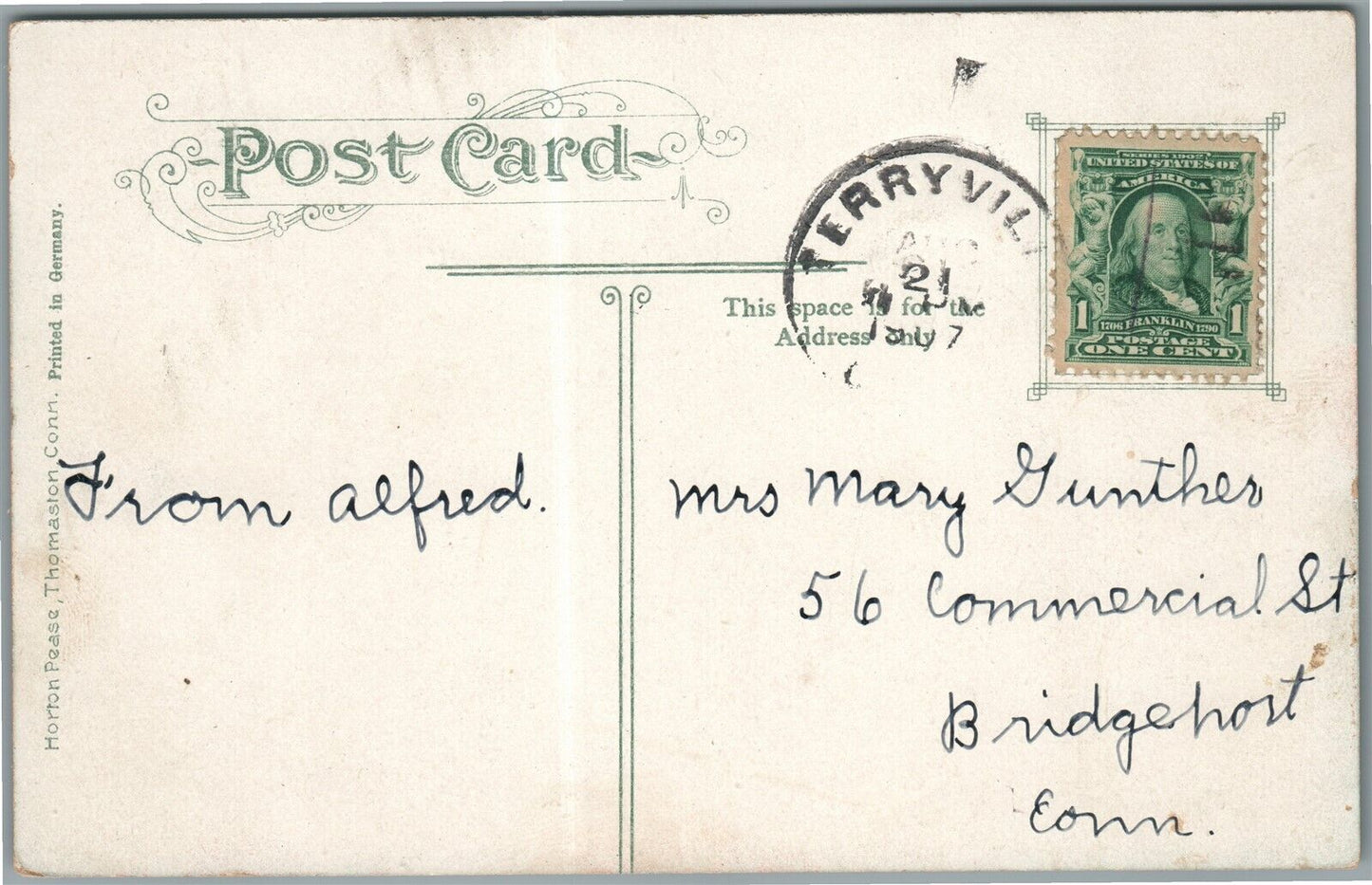 THOMASTON CT WATCH FACTORY ANTIQUE POSTCARD