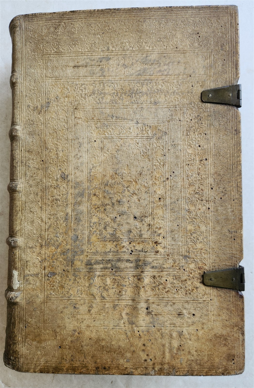 1720 COMMENTARIA in duodecim PROPHETAS MINORES PIGSKIN BOUND FOLIO antique