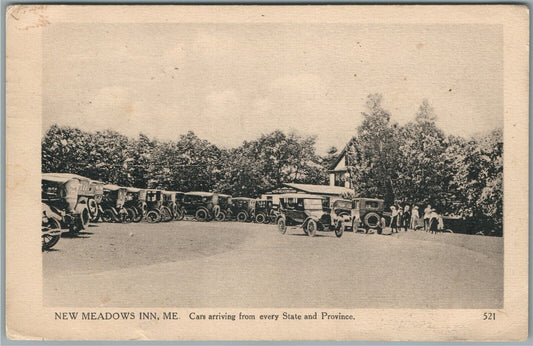 NEW MEADOWS INN ME CARS ARRIVING ANTIQUE POSTCARD