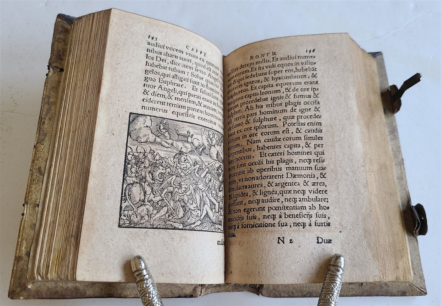 1575 APOCALYPSE COMMENTARY by D. Chytraeus ILLUSTRATED antique pigskin BINDING